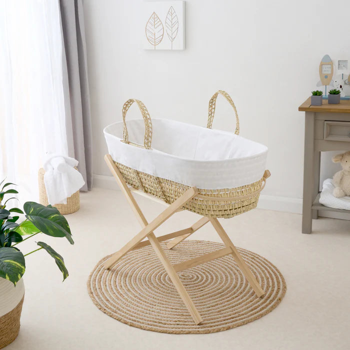Scandi Palm Moses Basket and Stand